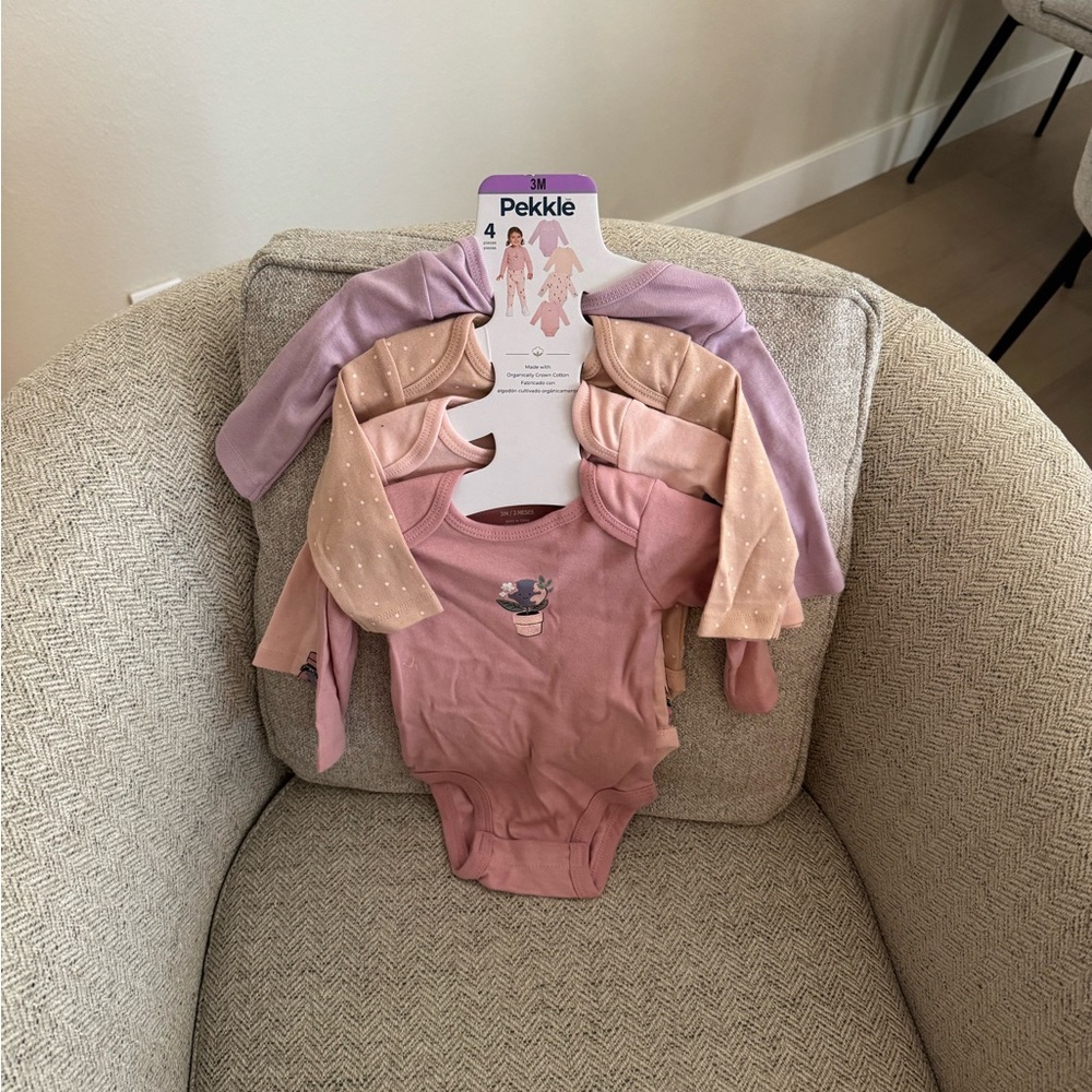 NWT Pekkle Baby Onesie 4 piece Set - Pink and Lavender